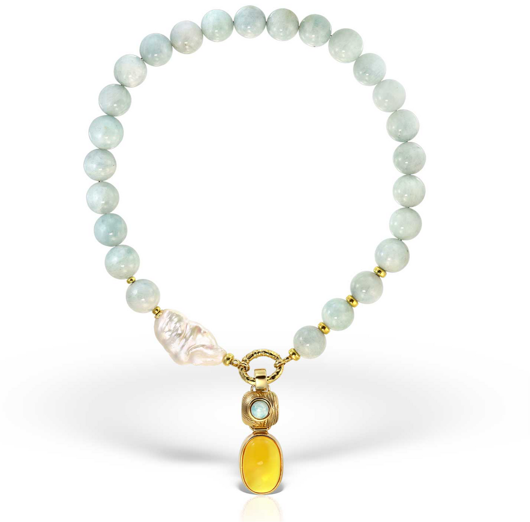 Colier La Correze Larimar, Argint Aurit