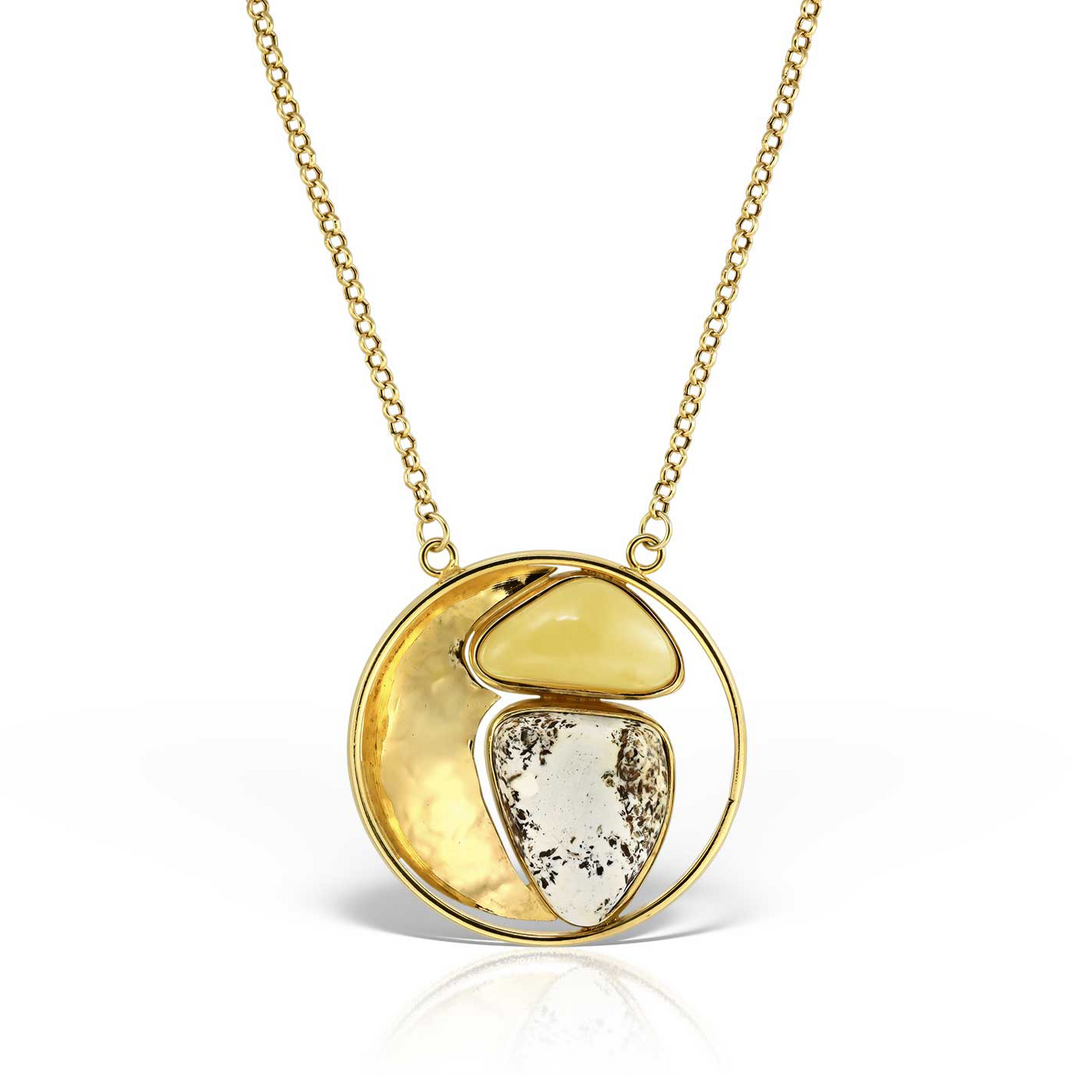 Colier XL Amber Symphony, Argint Aurit
