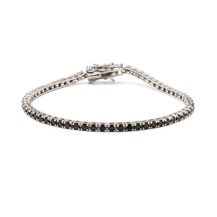 Tennis Round Cut Black 20 bracelet, Silver