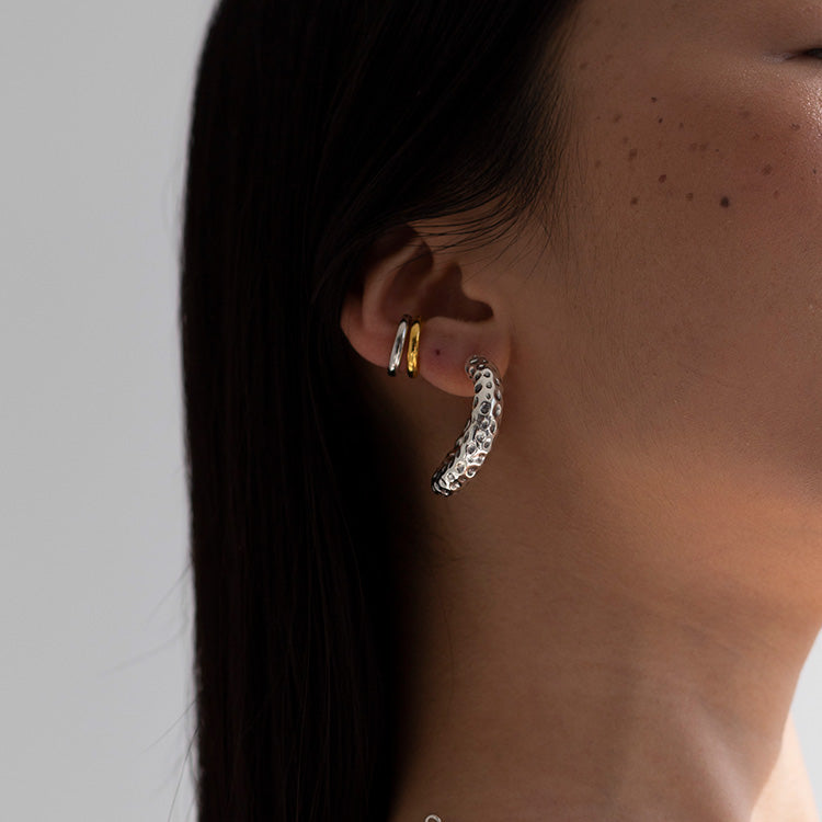 Minima Earcuff Earrings, Silver