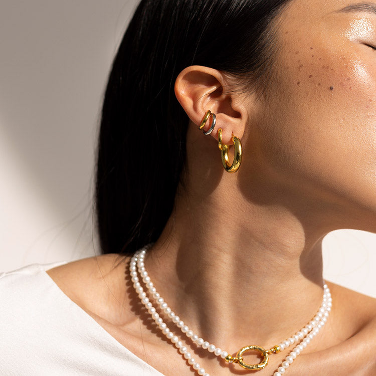 Minima Earcuff Earrings, Silver Gilt