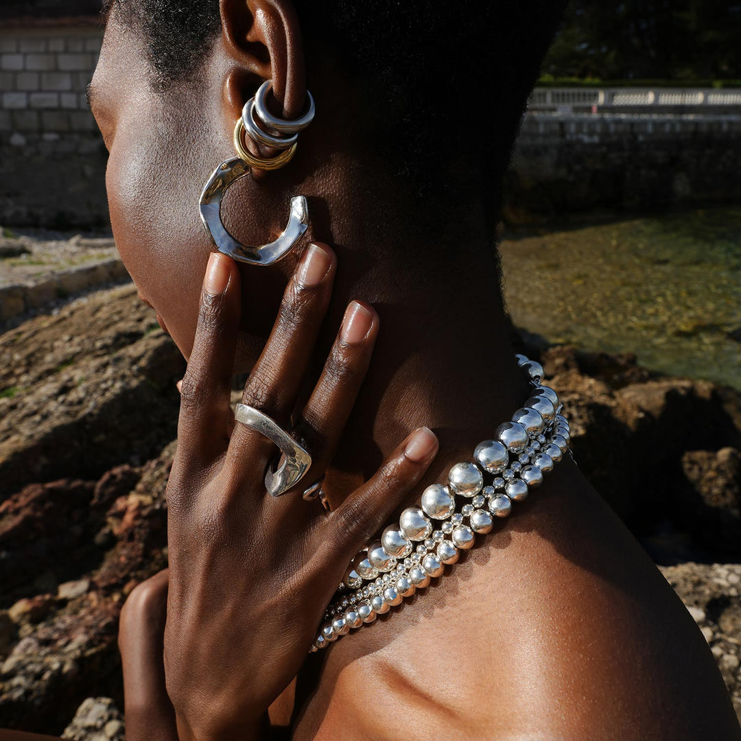 Crush Hoops Earrings, Gold-Plated Silver