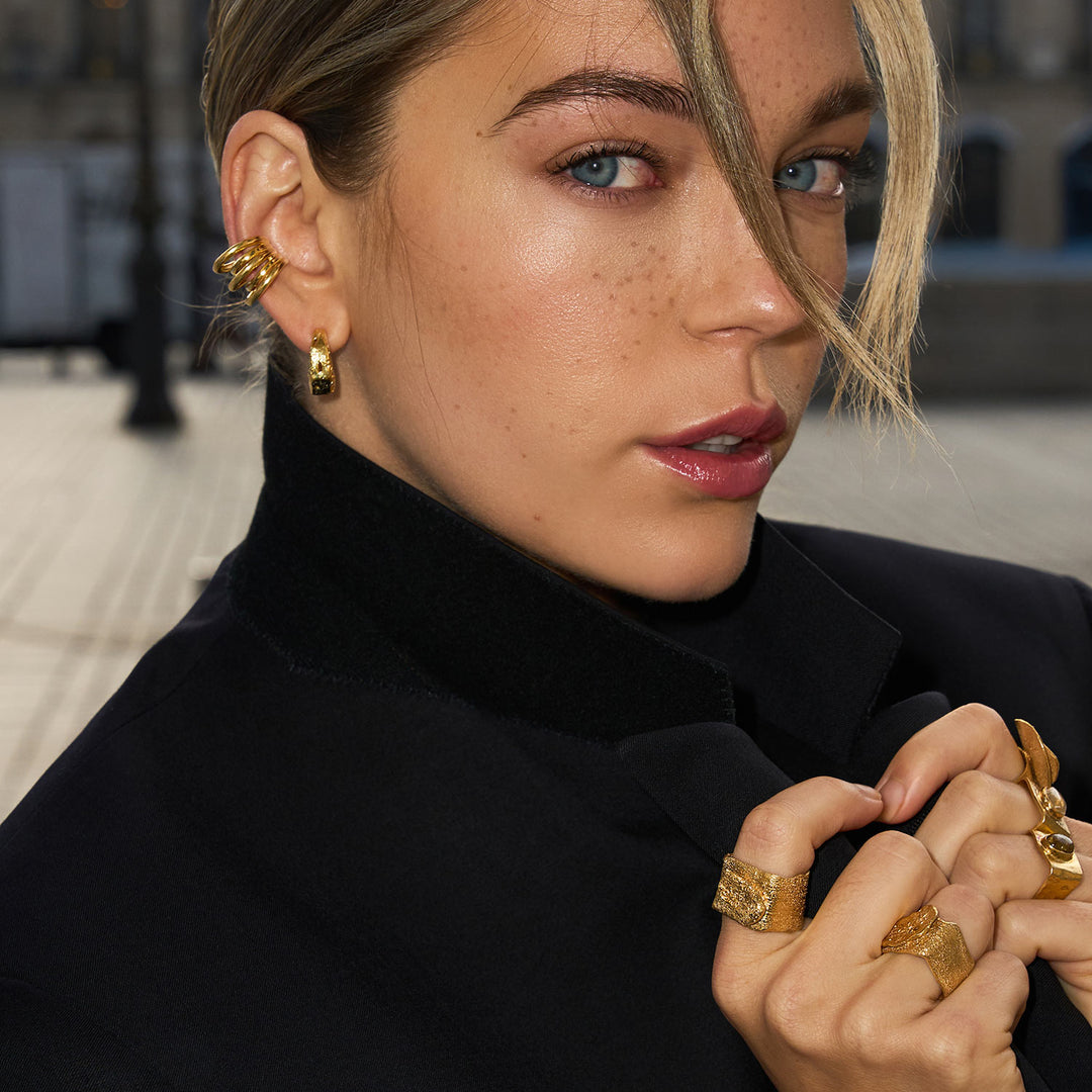 Earcuff Cinco Earring, Gold-Plated Silver