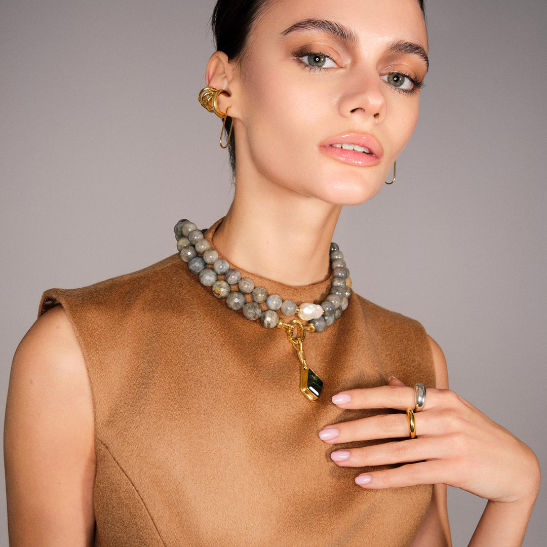 Loire Necklace, Labradorite and Gold-Plated Silver