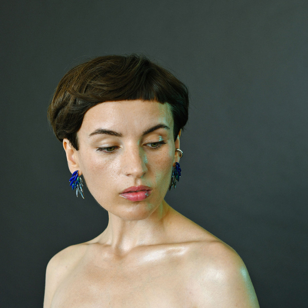 Azael Pimento Dark Mini Earrings, Sterling Silver