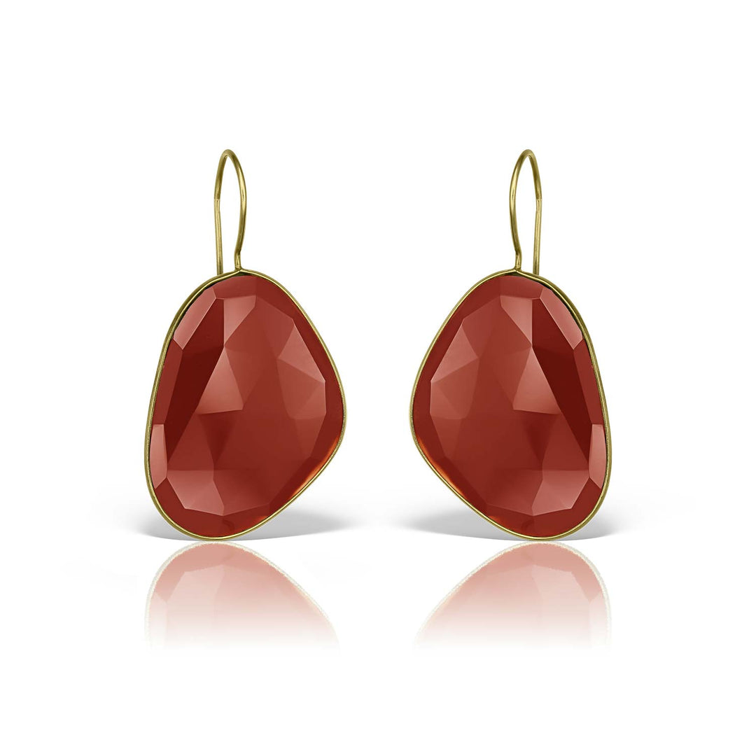 Red Balmoral Earrings, Gold-Plated Silver