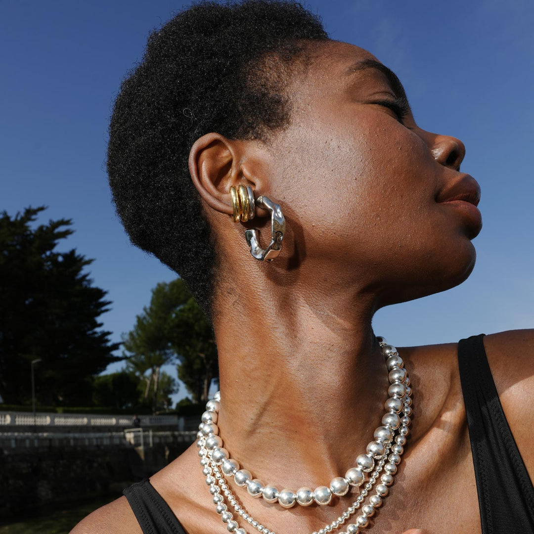 Crush Hoops Earrings, Gold-Plated Silver