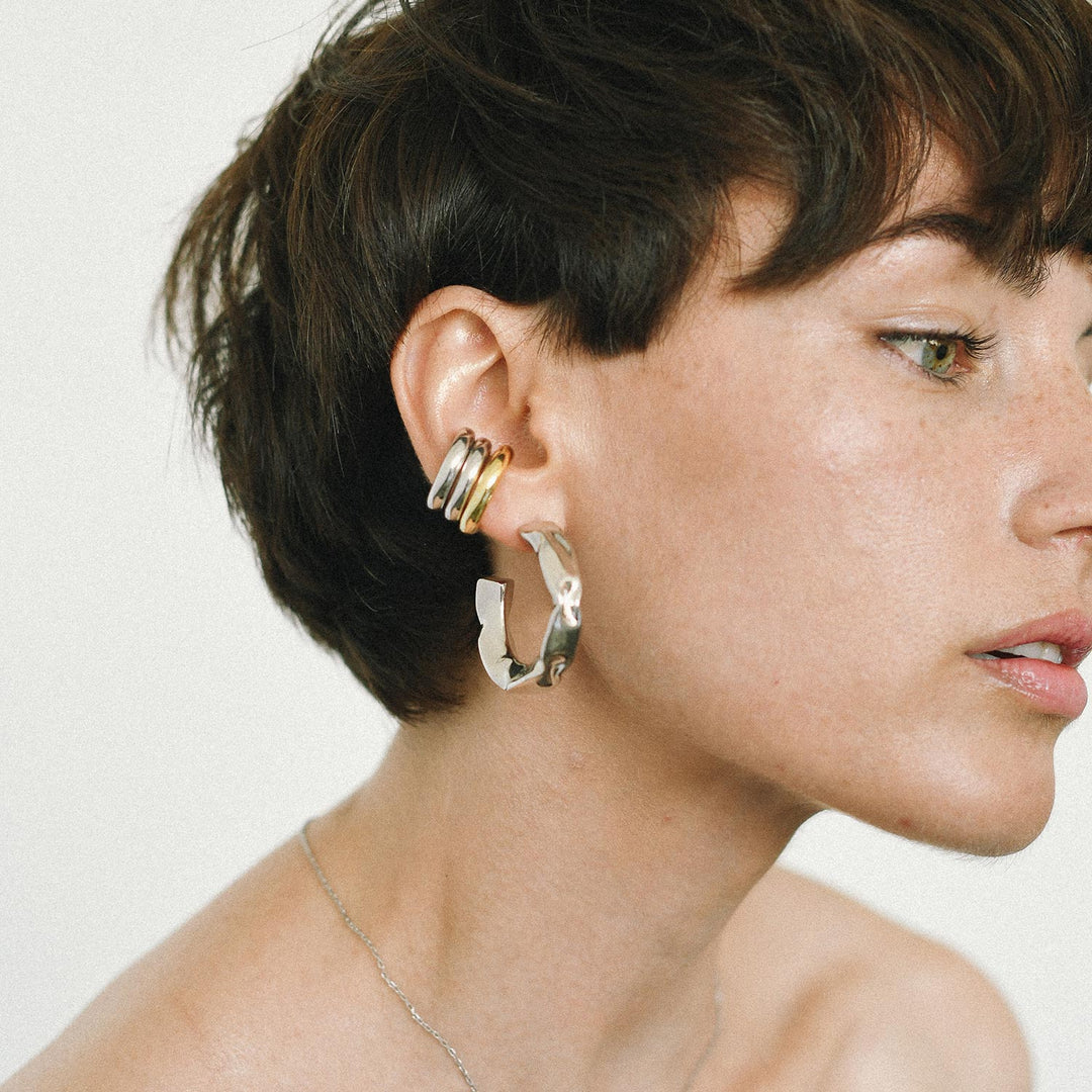 Crush Hoops Earrings, Gold-Plated Silver