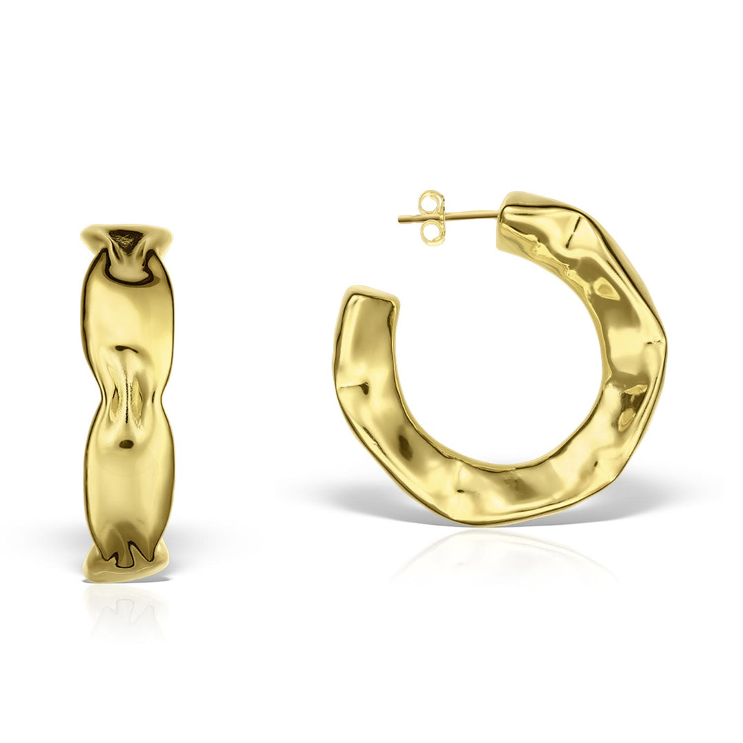 Crush Hoops Earrings, Gold-Plated Silver