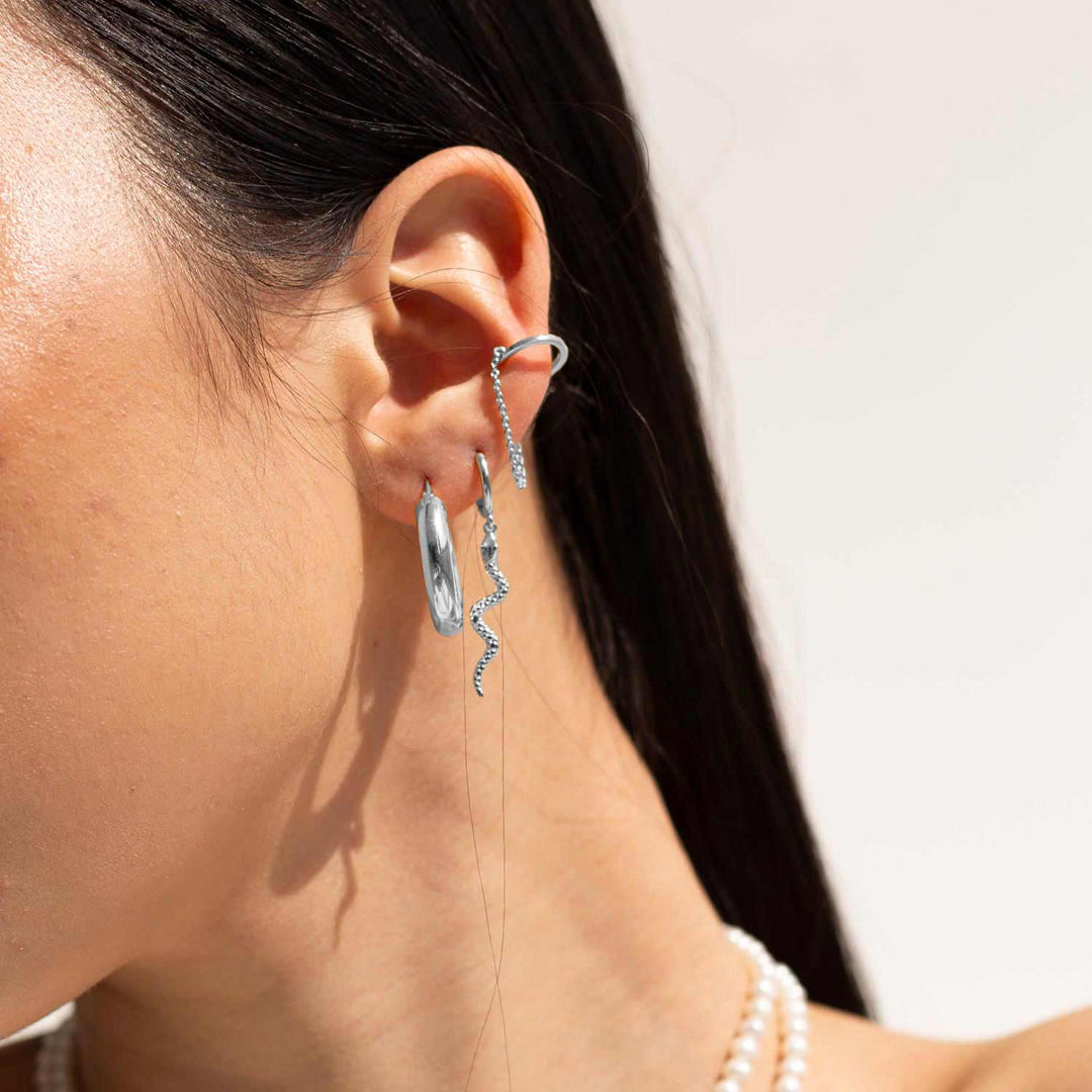Earcuff Chain Minima Earring, Sterling Silver