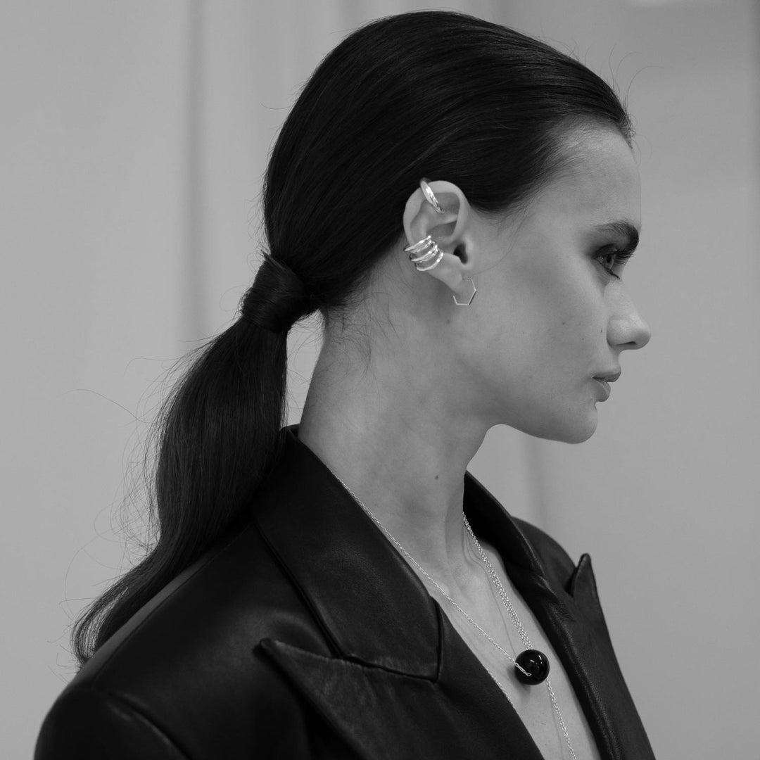 Hexen Hoops Earrings, Gold-Plated Silver