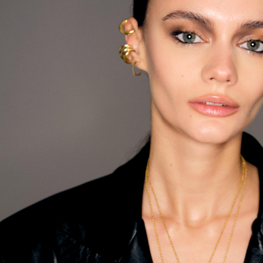Hexen Hoops Earrings, Gold-Plated Silver