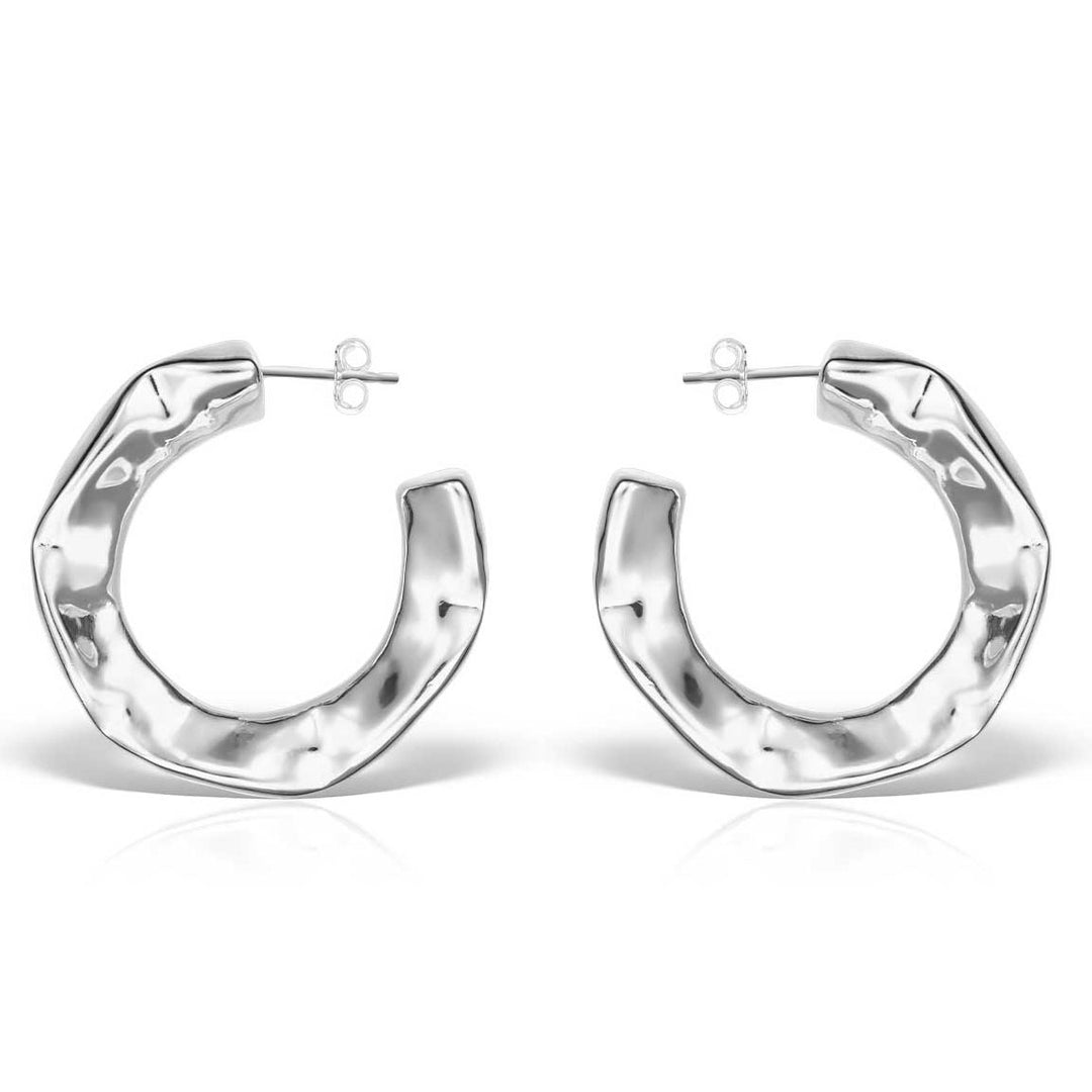Crush Hoops Earrings, Sterling Silver