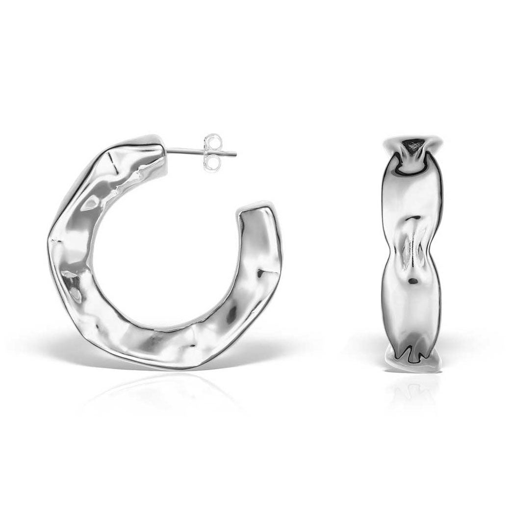 Crush Hoops Earrings, Sterling Silver
