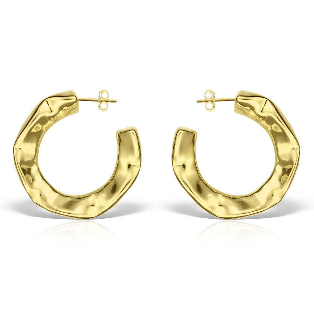 Crush Hoops Earrings, Gold-Plated Silver