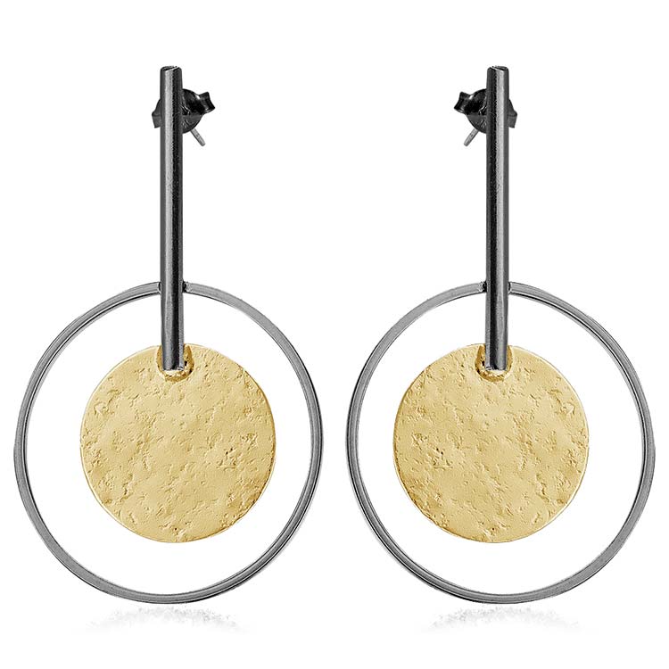 Neptune Eclipse Earrings in Gold Plated Silver