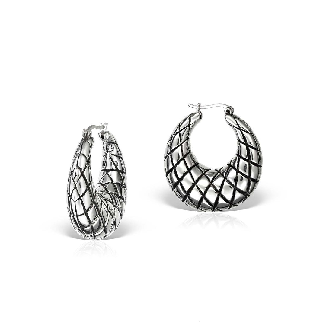 Padded Hoops Earrings, Silver