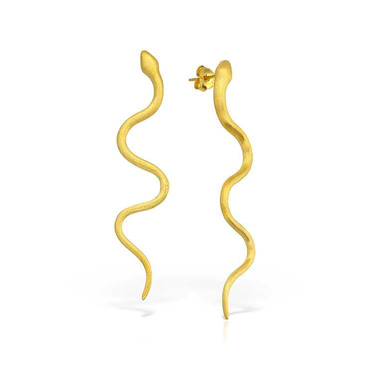 Silver Gilt Serpentine Earrings