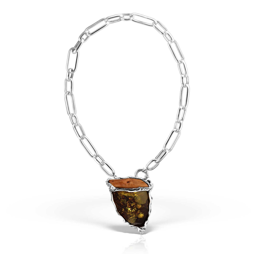 Colier XL Amber Skein, Argint