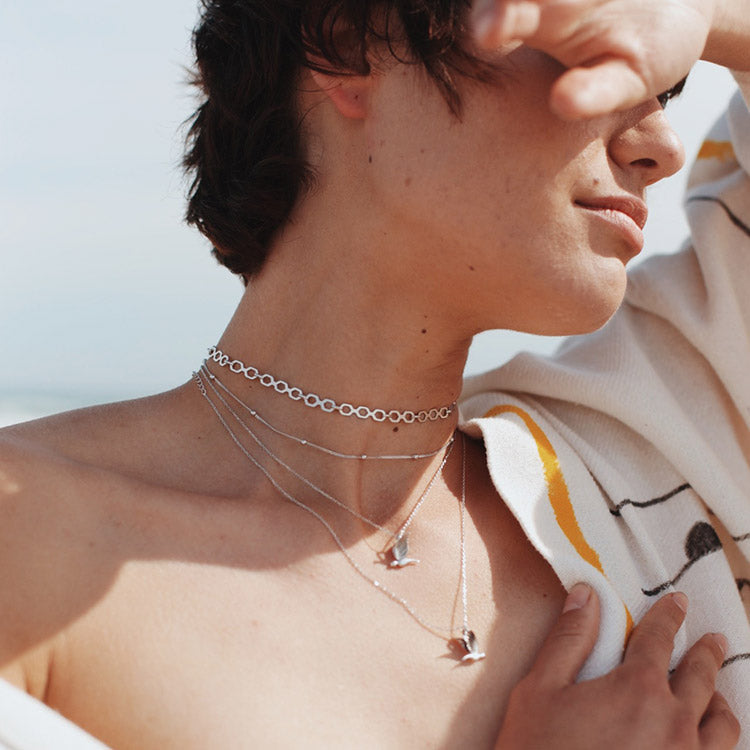 Silver Straight Labyrinth Choker