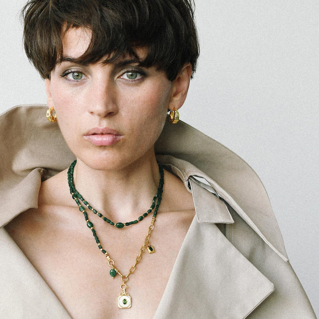 Hera Aventurine Necklace, Gold-Plated Silver