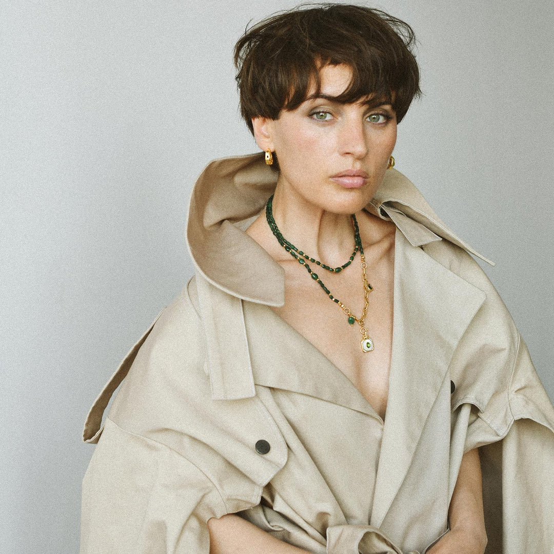 Hera Aventurine Necklace, Gold-Plated Silver