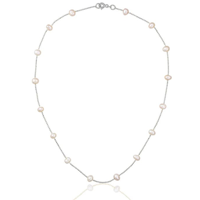 Silver In Between Pearls necklace