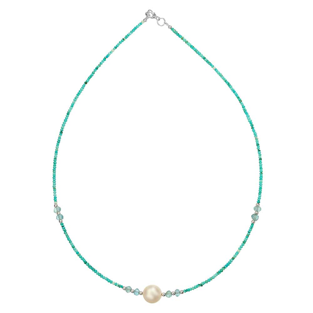 Mersine Pearl Necklace with Turquoise