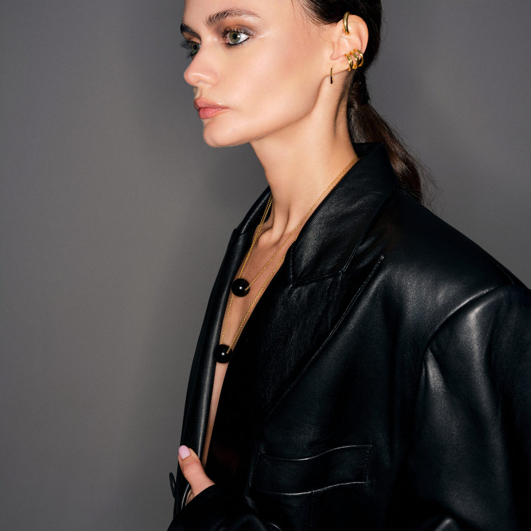 One Night Necklace, Onyx and Gold-Plated Silver