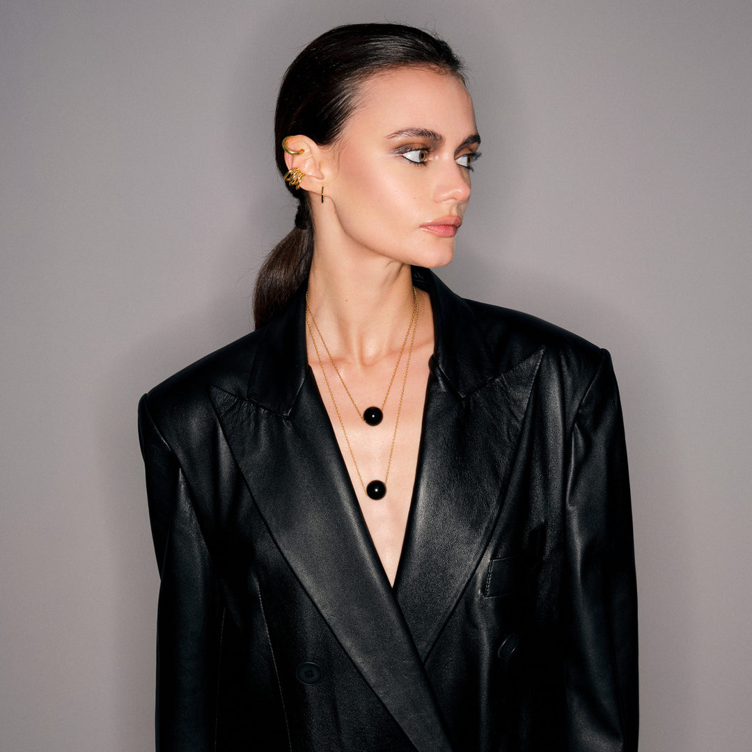 One Night Necklace, Onyx and Gold-Plated Silver