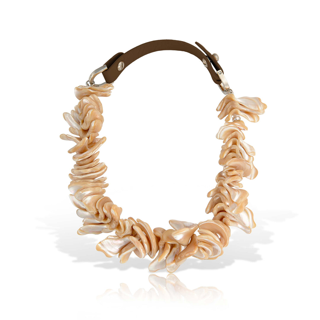Paley S Necklace, Mother-of-Pearl and Leather