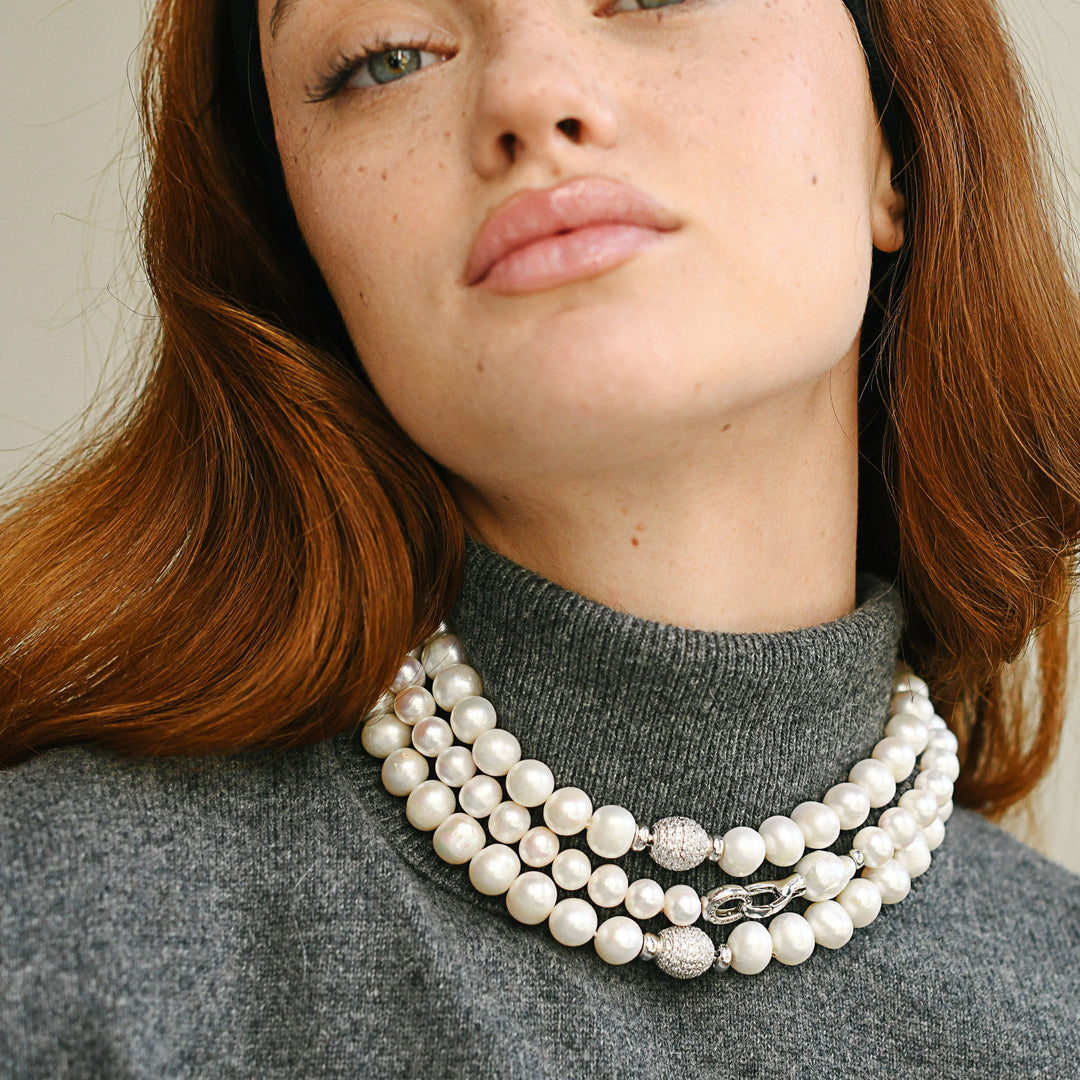 Emporium Pearl Necklace, Sterling Silver