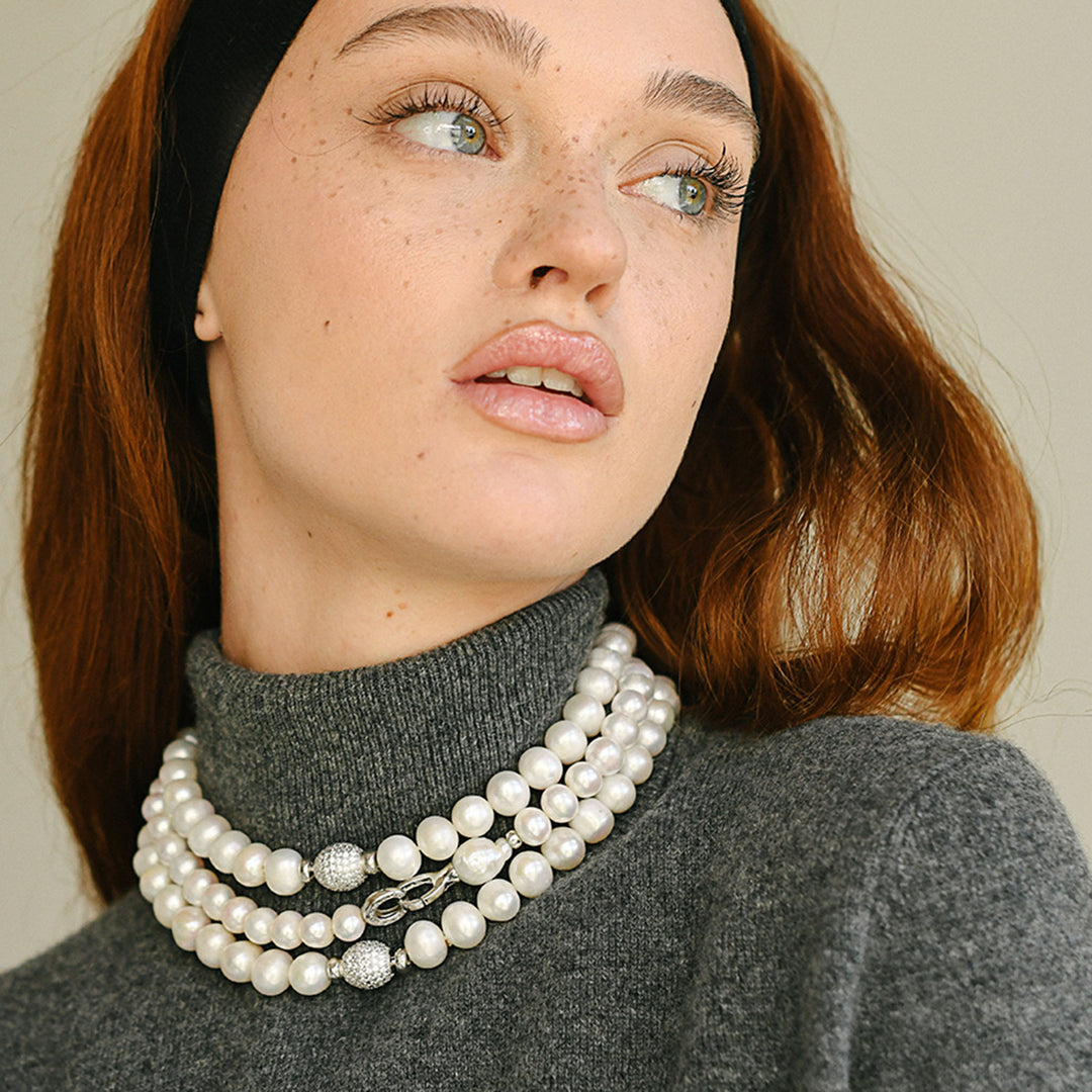 Emporium Pearl Necklace, Sterling Silver