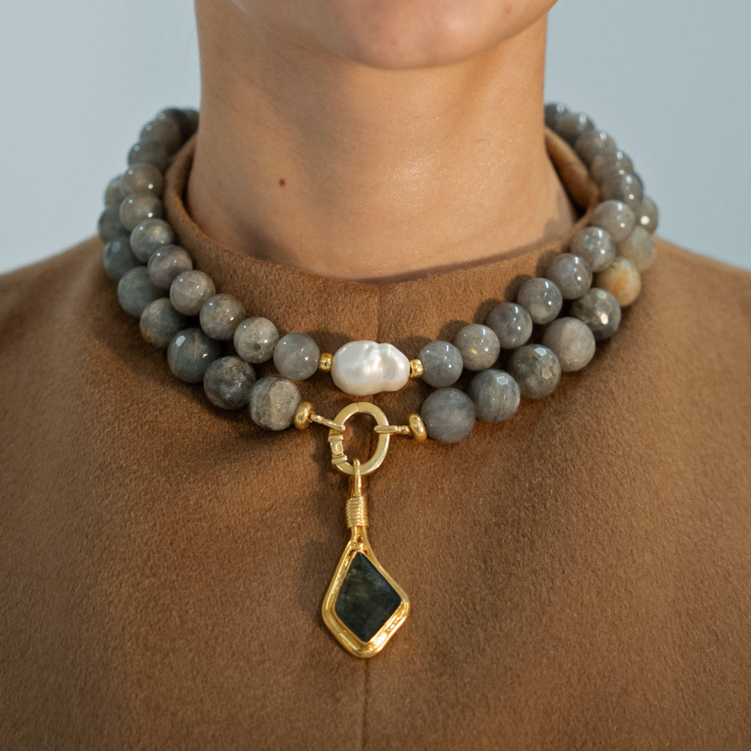 Loire Necklace, Labradorite and Gold-Plated Silver