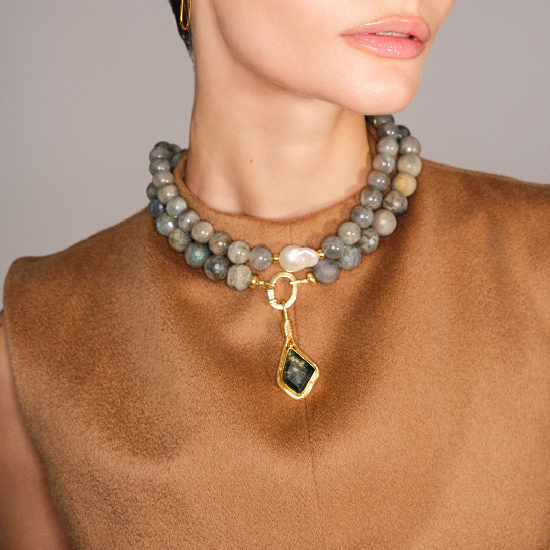 Loire Necklace, Labradorite and Gold-Plated Silver