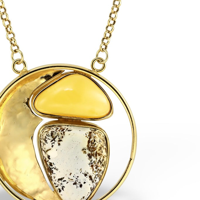 Colier XL Amber Symphony, Argint Aurit