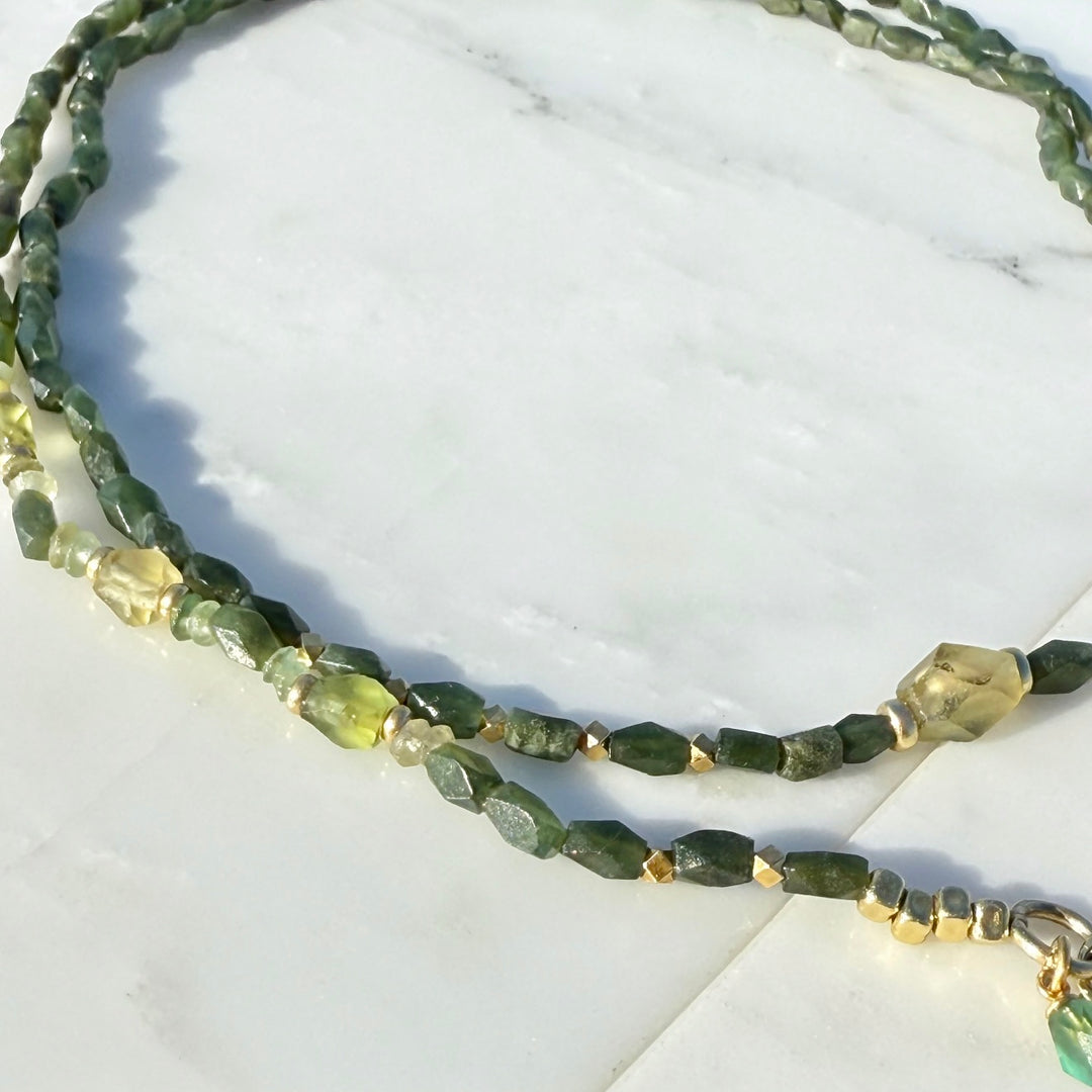 Colier Hera Aventurine, Argint Aurit