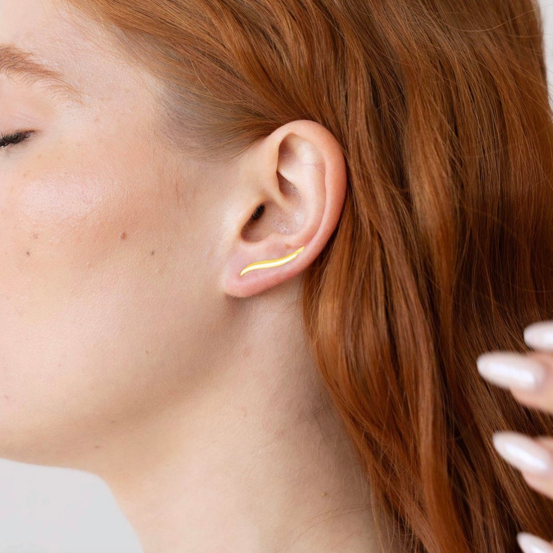 Cercei Earcuff Wave, Argint Aurit