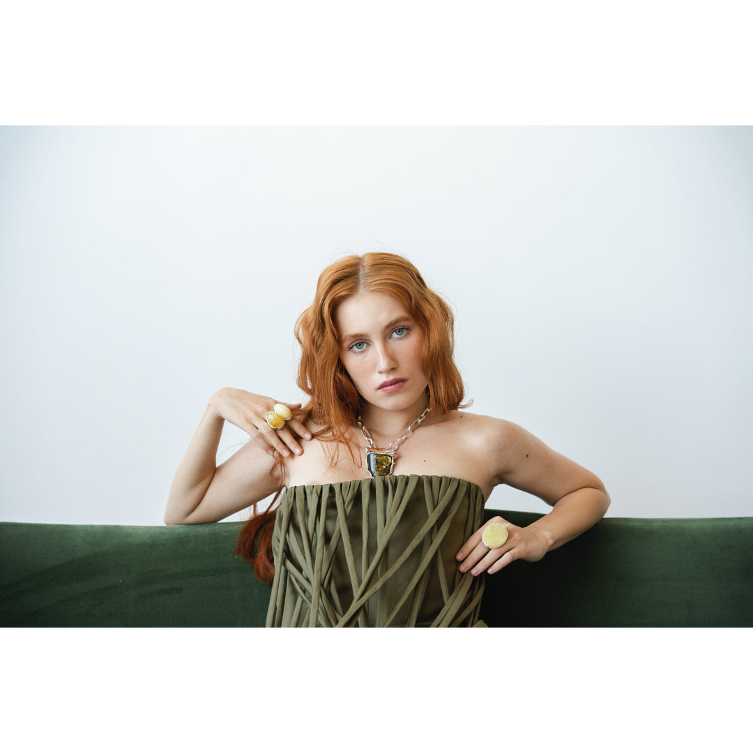 Colier XL Amber Skein, Argint