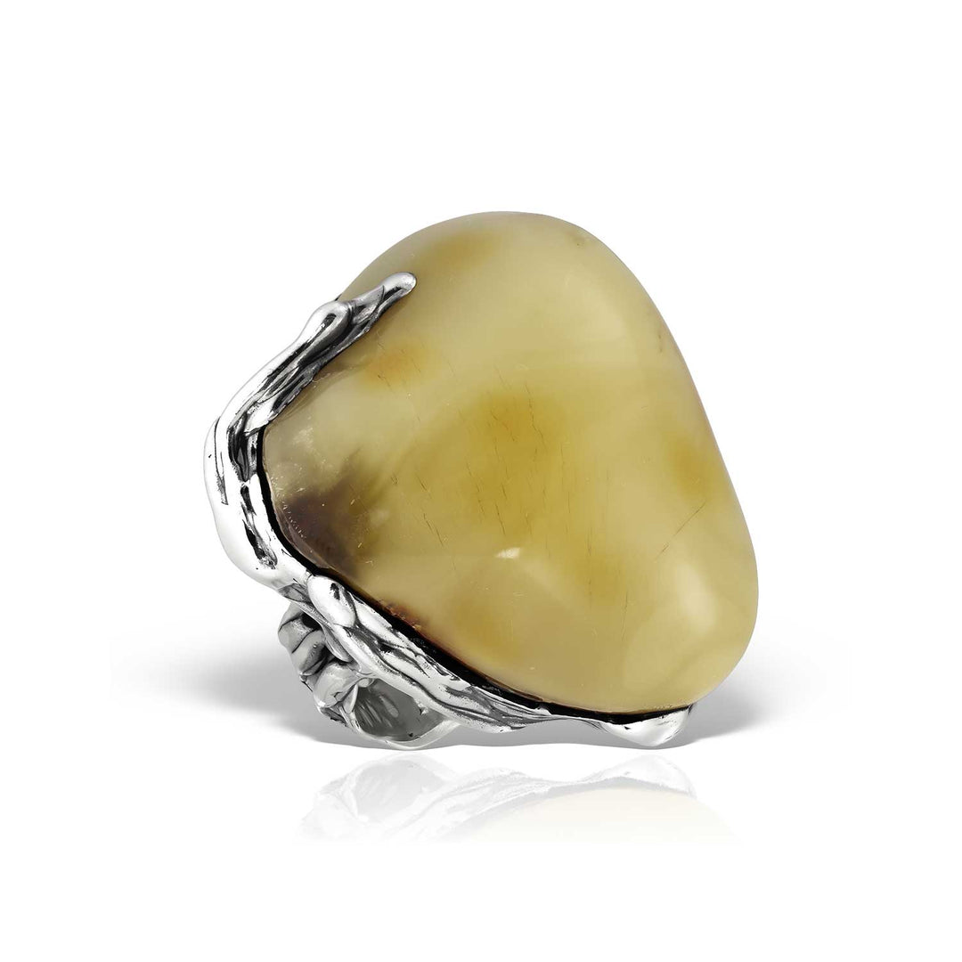 Inel XL Amber Anima, Argint