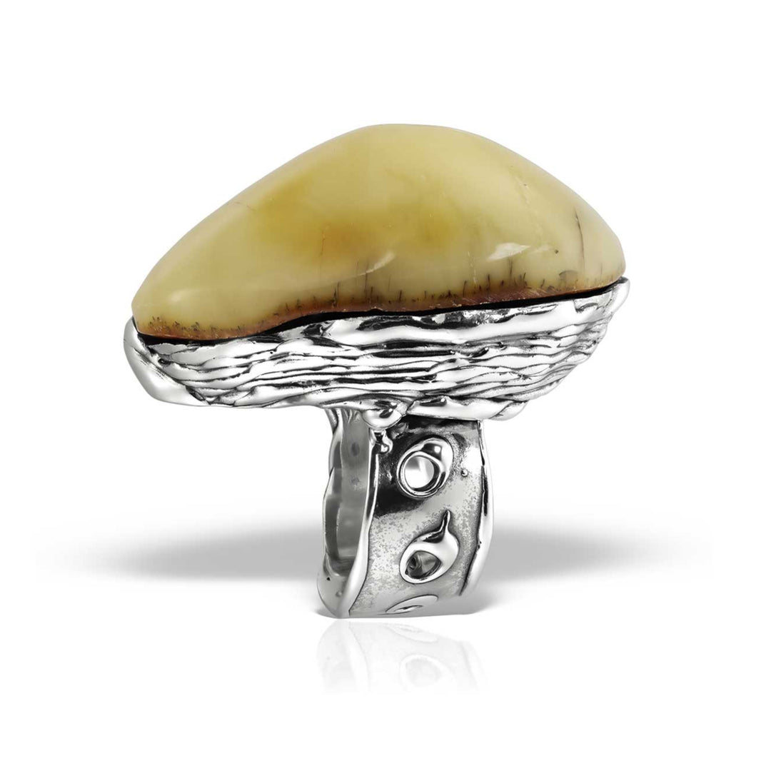 Inel XL Amber Anima, Argint