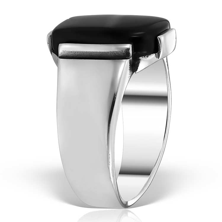 Mankind Baldur Ring with Black Agate, Sterling Silver