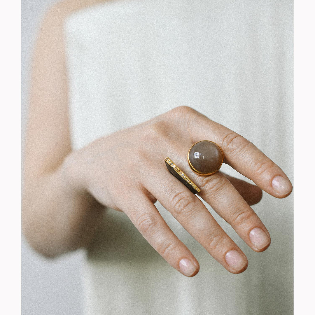 La Marquise Ring, Moonstone and Sterling Silver