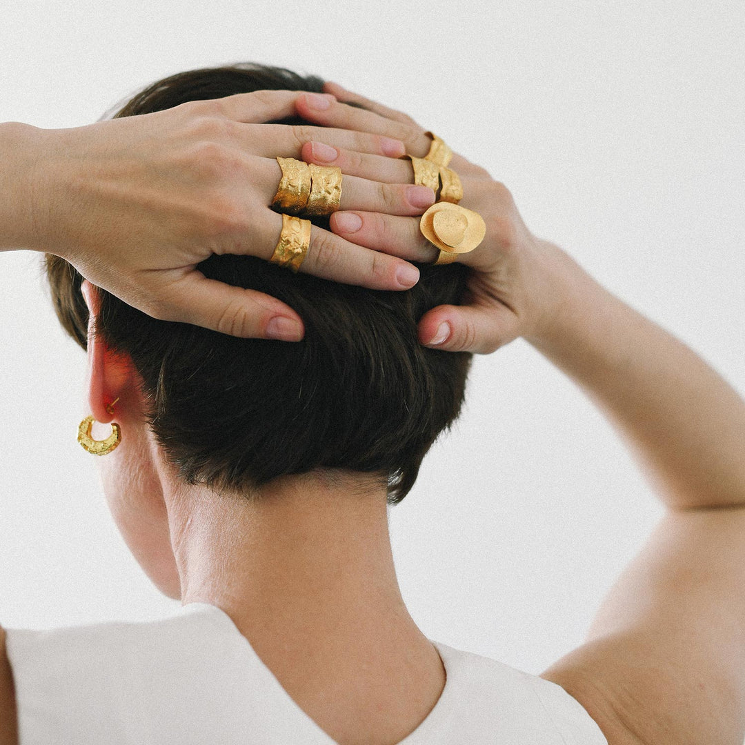 Base Pavilion Brut Ring, Gold-Plated Silver