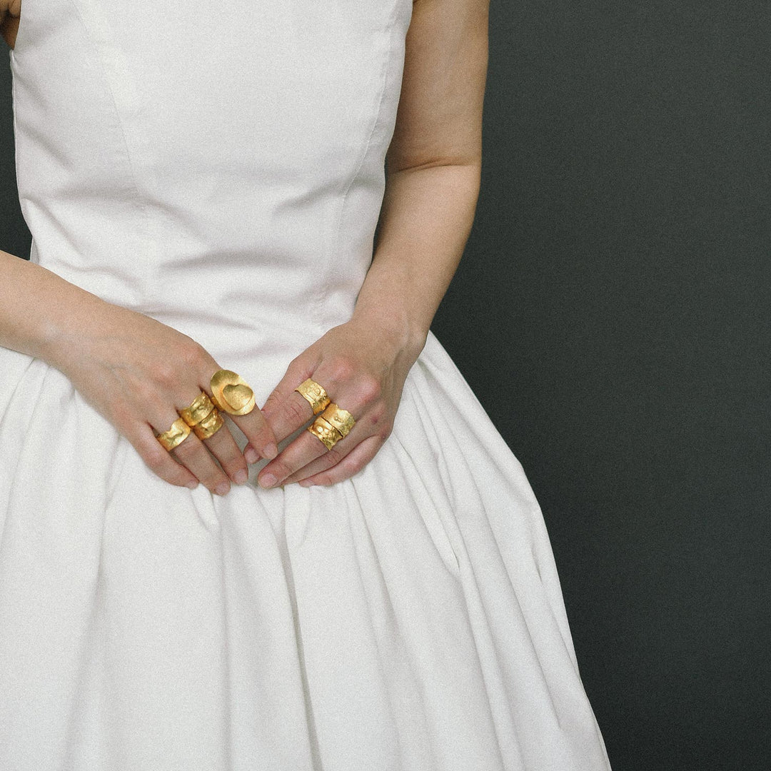 Base Pavilion Brut Ring, Gold-Plated Silver