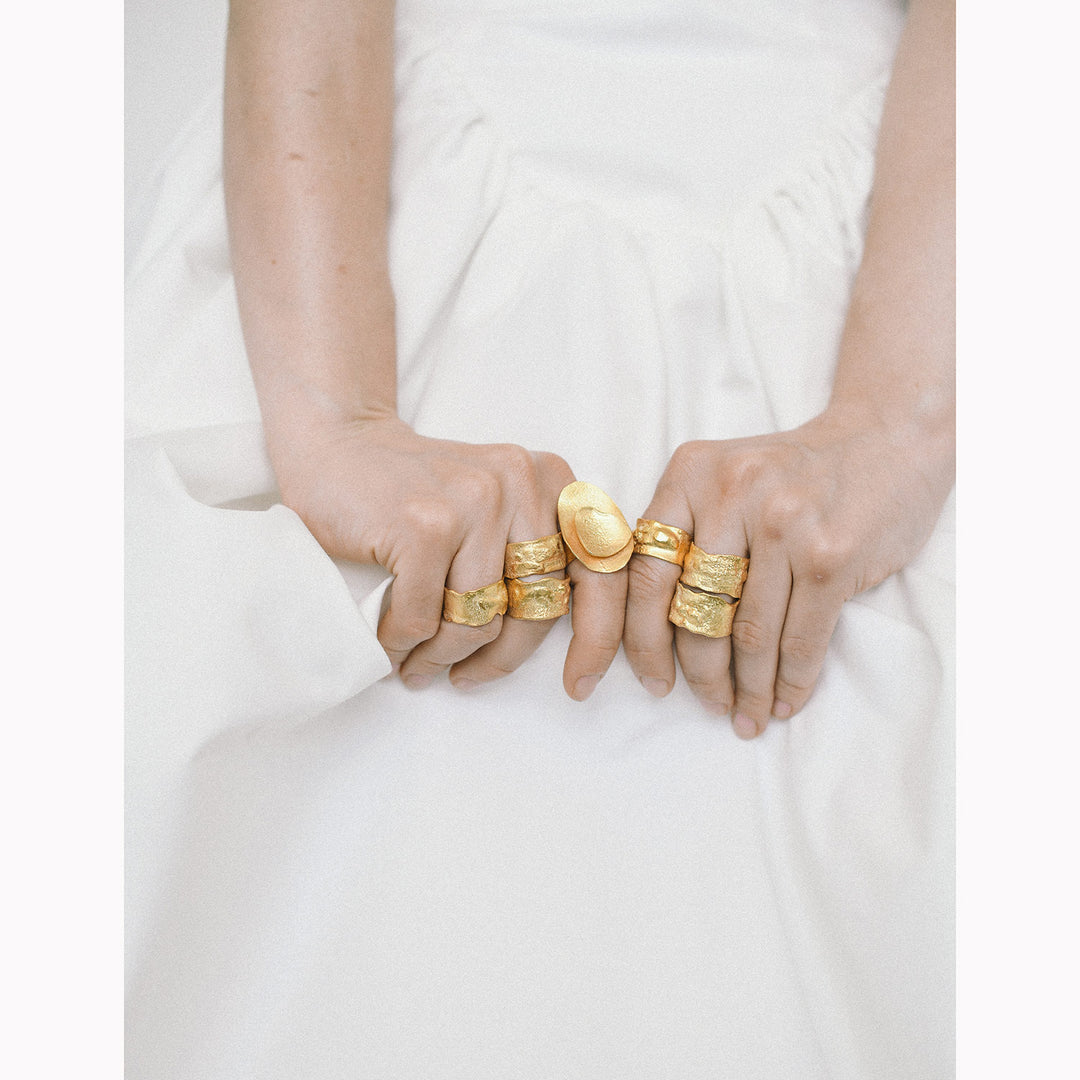 Base Pavilion Brut Ring, Gold-Plated Silver