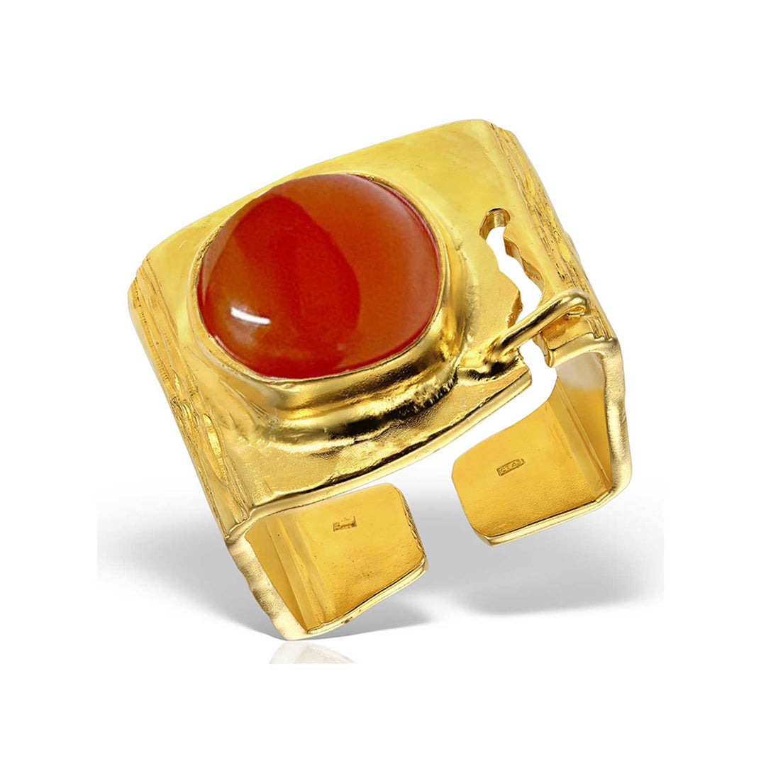 Ring Renfeld, carnelian and gold-plated silver