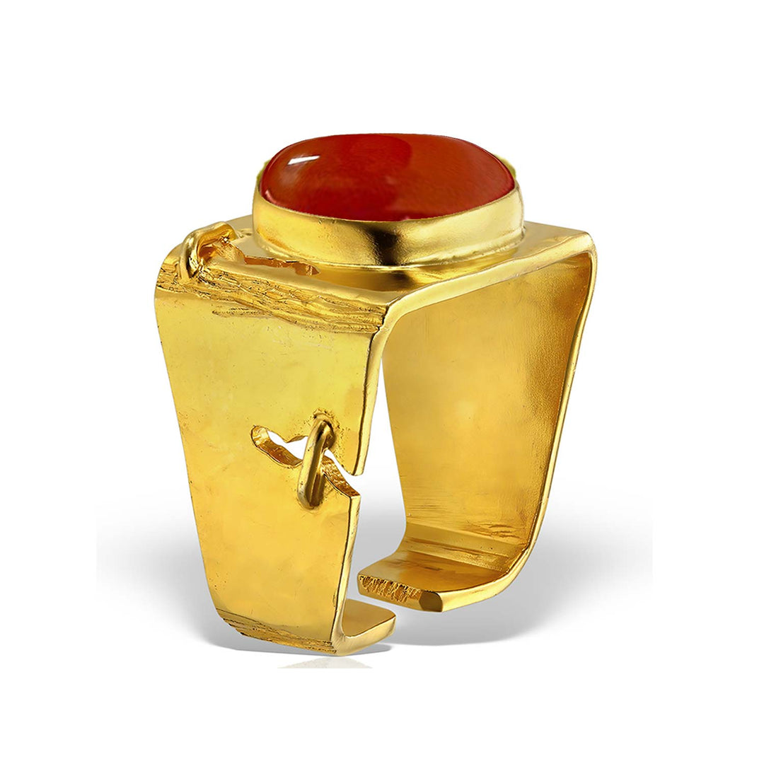 Ring Renfeld, carnelian and gold-plated silver