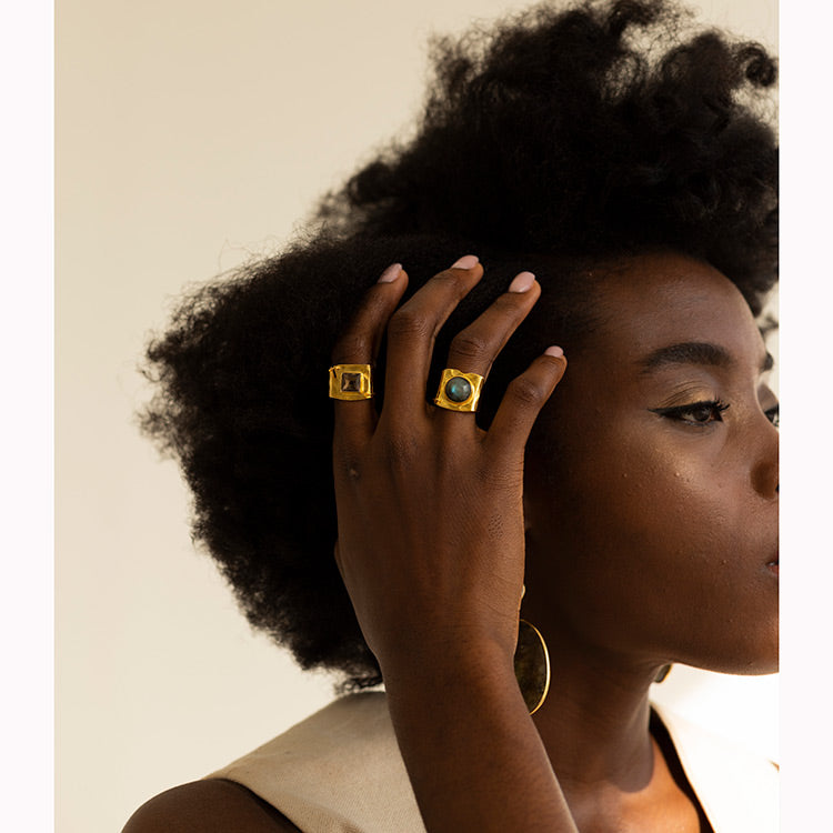 Ring Renfeld, carnelian and gold-plated silver