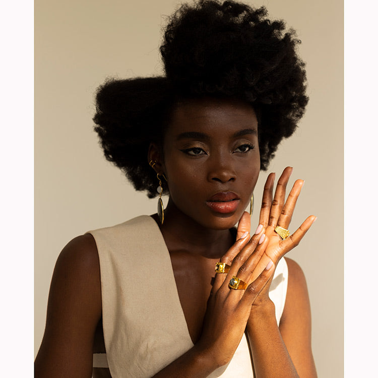 Ring Renfeld, carnelian and gold-plated silver